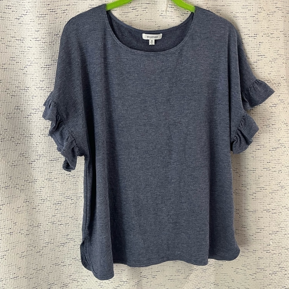 Max Studio Ruffle Sleeve Knit Top - Picture 2 of 6